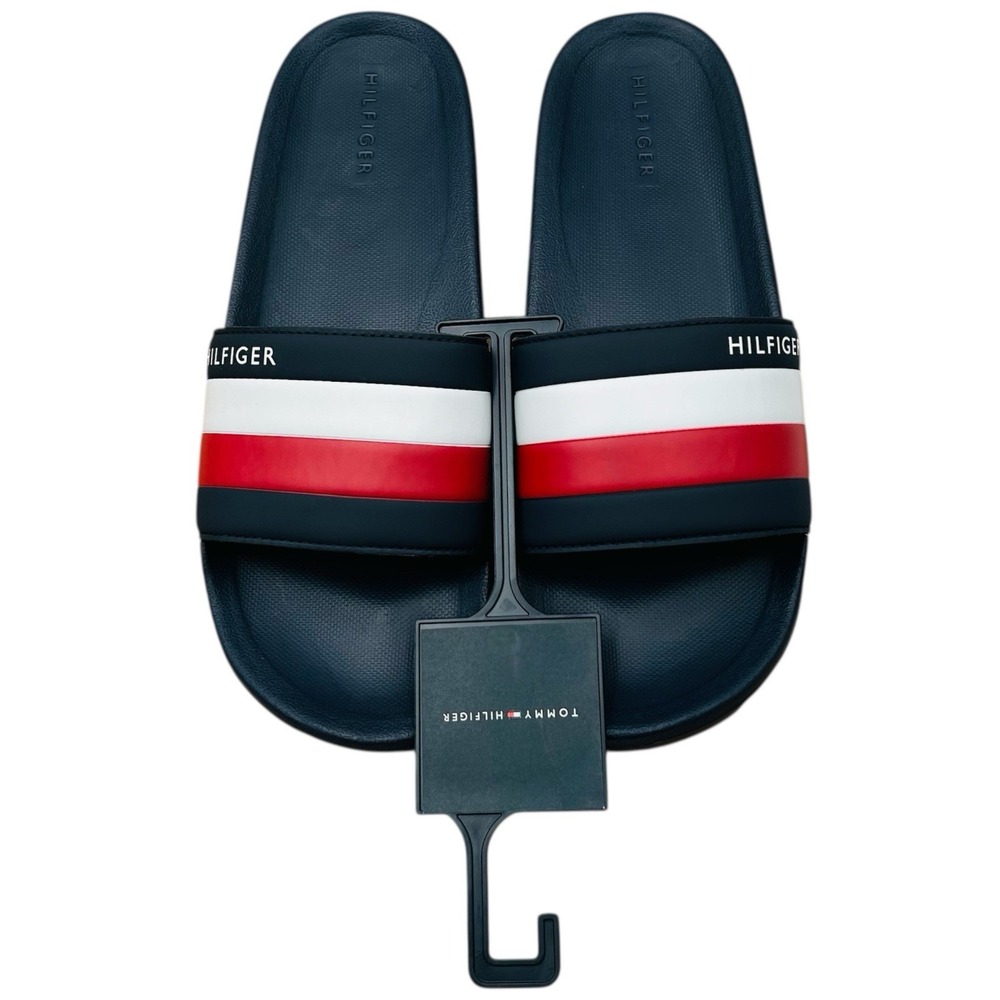 Tommy Hilfiger Men's Rozi Slide Sandals Size 10 Navy Blue/Multi Slip-On - Picture 1 of 12